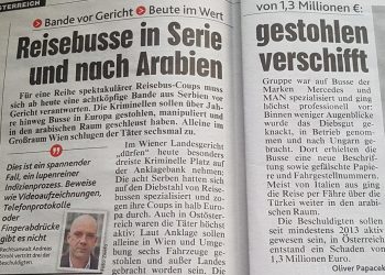 Reisebusbande: Freisprüche und Schuldsprüche © Kronenzeitung Strafverteidiger Strobl Einbruchsdiebstahl Hehlerei Rechtsanwalt