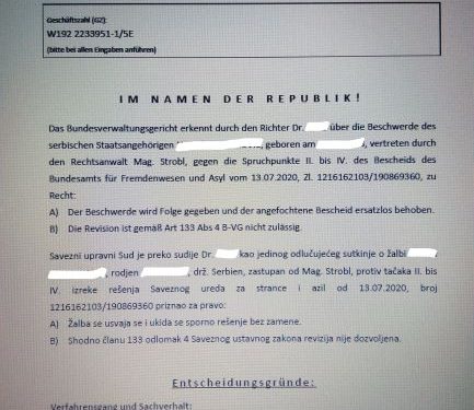Rückkehrentscheidung von BVwG aufgehoben Адвокат lawyer Odvjetnik Advokat avocat avukat 弁護士 փաստաբան адвокат δικηγόρος ügyvéd юрист právník ทนายความ abogado odvetnik avvocato محامي وکیل وکالت