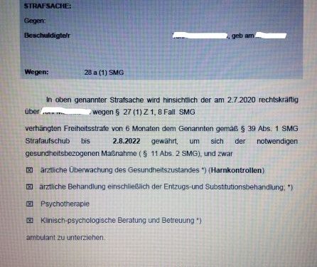 Therapie statt Strafvollzug Anwalt Strafverteidiger Verteidiger in Strafsachen