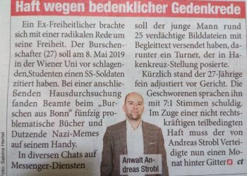 © Rechtsanwalt Mag. Andreas Strobl Tageszeitung HEUTE 25.11.2021 nationalsozialistische Wiederbetätigung
