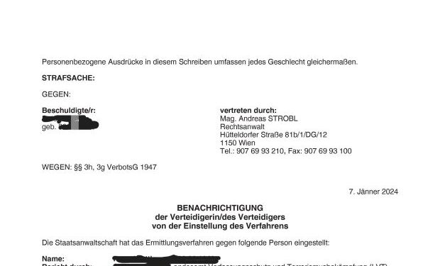 © Rechtsanwalt Mag. Andreas Strobl Strafverteidiger VerbotsG Ladung des Beschuldigten